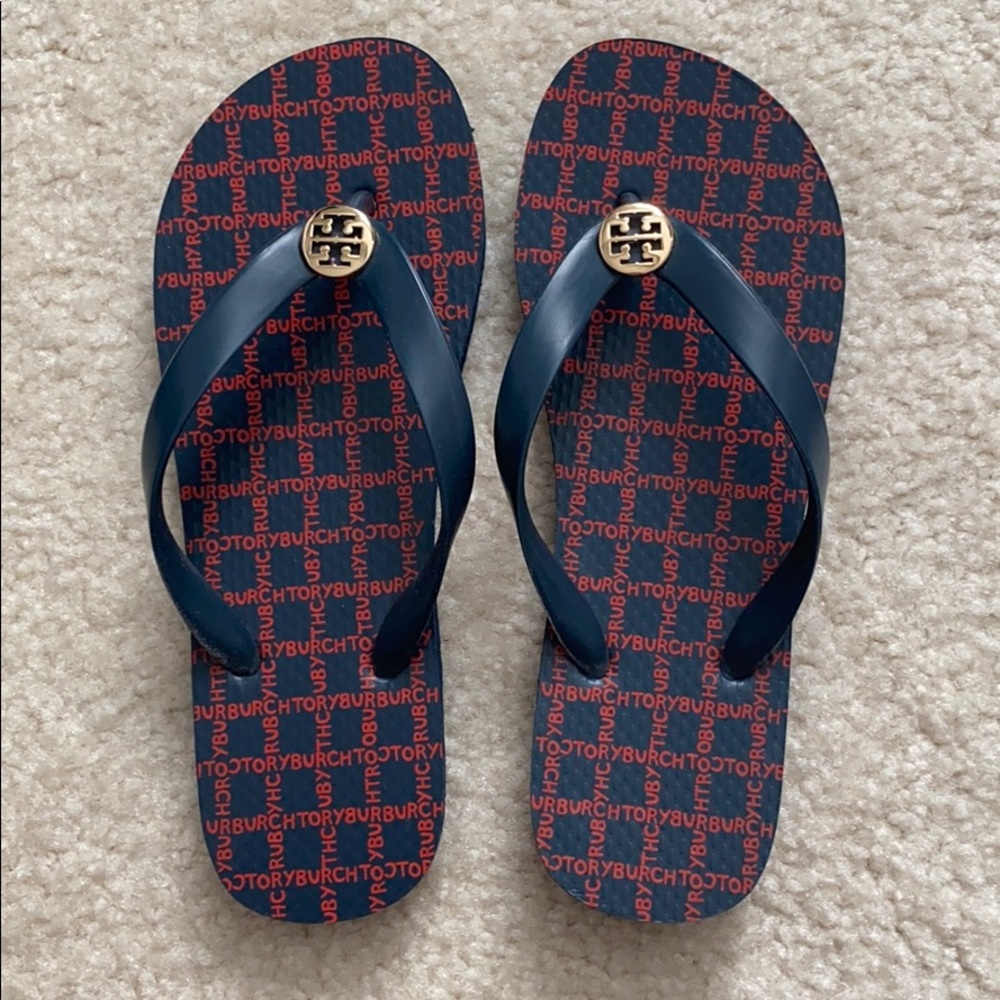 Tory Burch Navy Flip Flips Size 6
